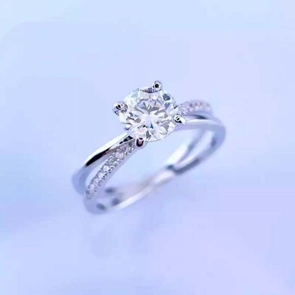 1ct D Moissanite Platinum Plated Ring - Picture 4 of 13
